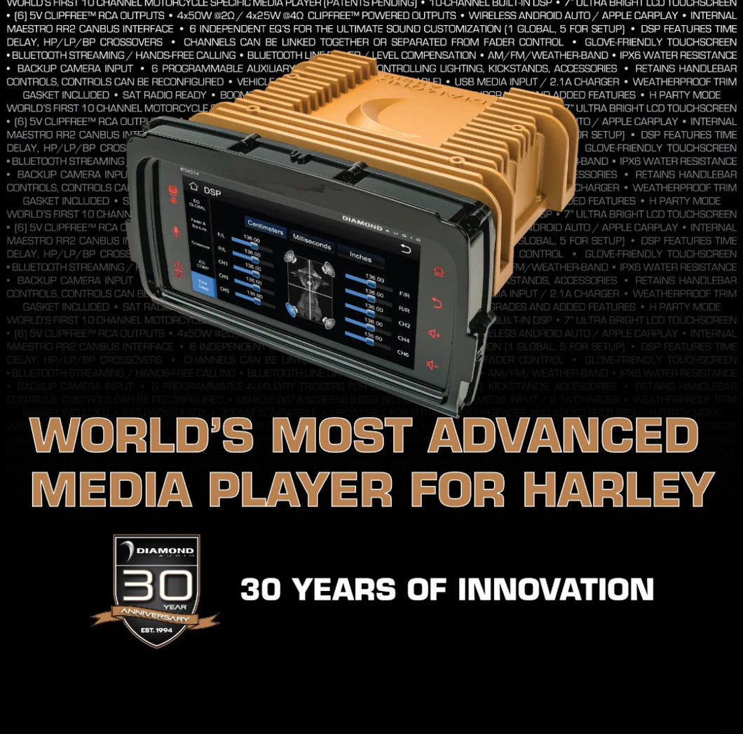 DIAMOND AUDIO BT MEDIA PLAYER `14-23 ANDROID/APPLE CAR PLAY HARLEY DAVIDSON TOURING MODELS